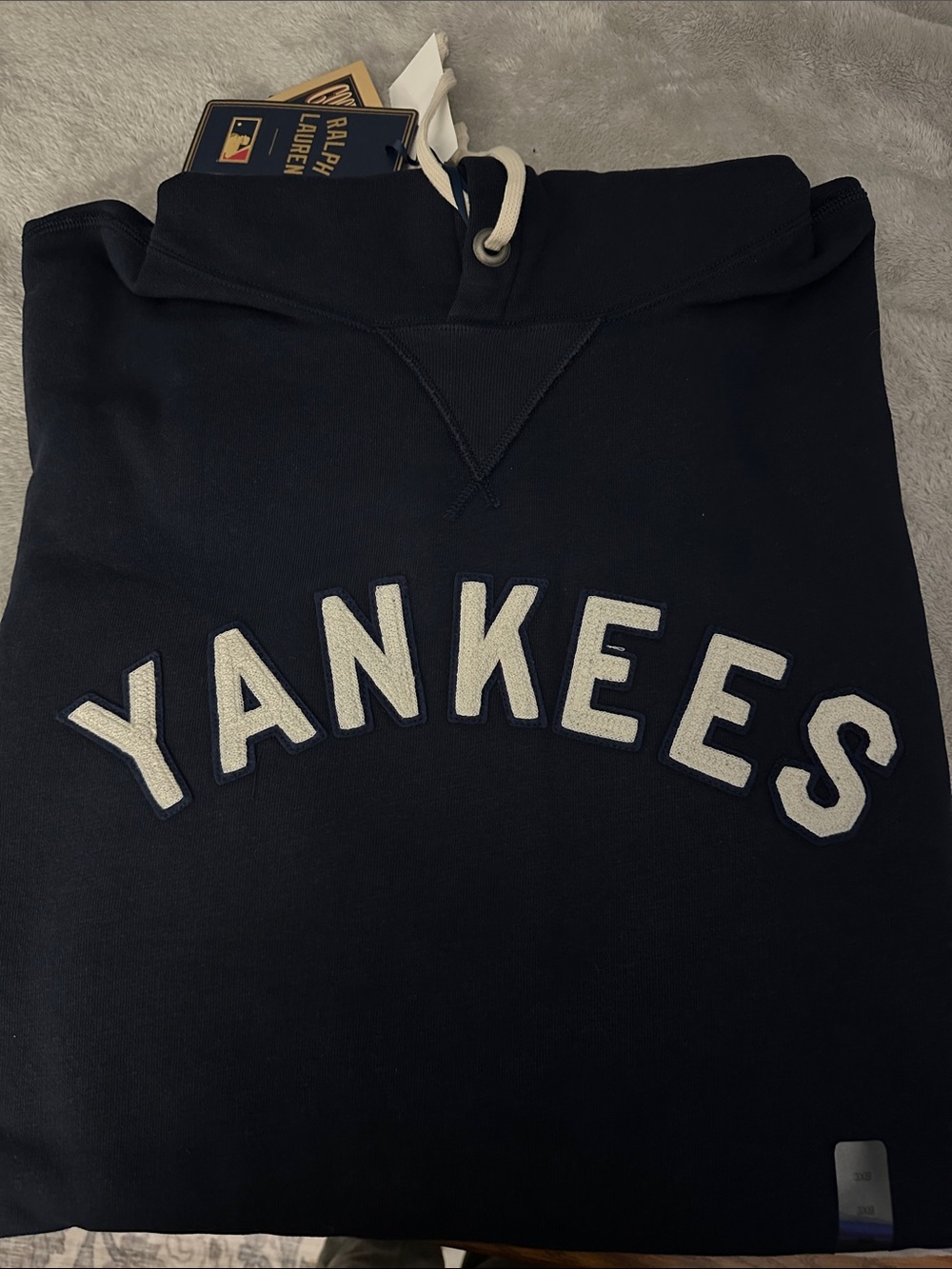 Ralph Lauren Navy Crewneck Sweater with White Yankees Appliqué